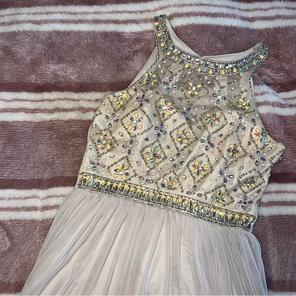 Cream Beaded Cocktail Dress